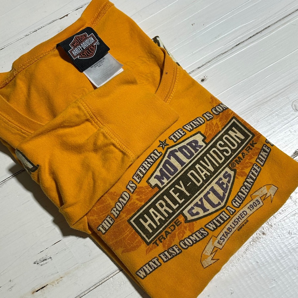 Harley Davidson Bourbon Street New Orleans Long Sleeve T Shirt Women's Orange